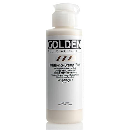 Golden, Fluid Acrylic, Paint, 4oz, Interference Orange (Fine)